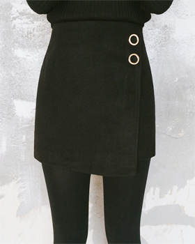 アンバランスヘムメタル装飾サイドファスナーミニスカート